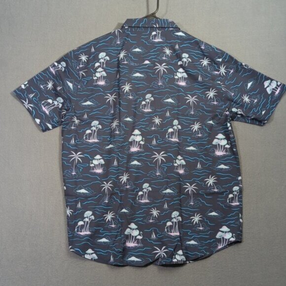 RSVLTS Shirt Men's 2XL Navy Blue Isle Be Surfing Mushrooms & Flamingos SS Button - Picture 3 of 10